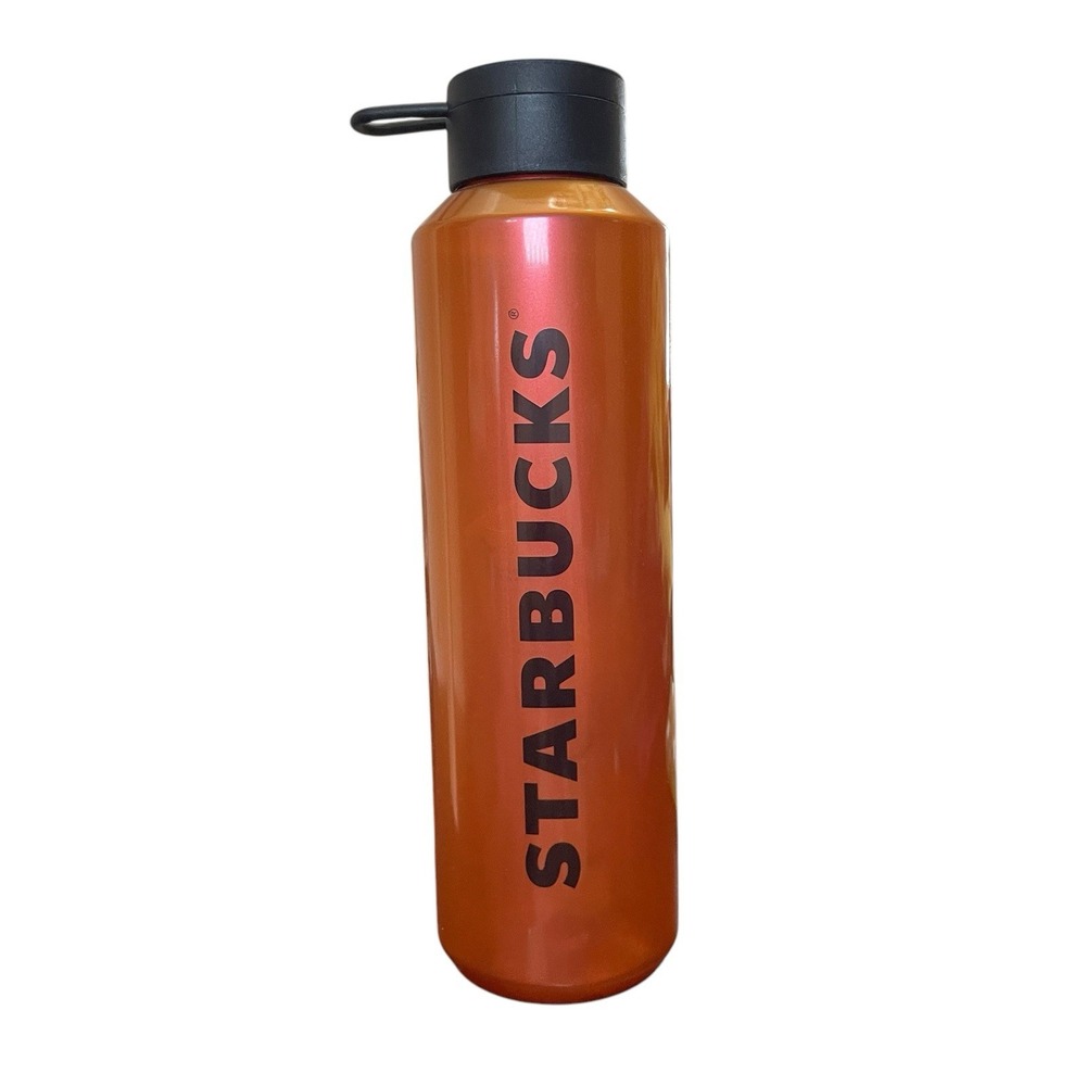 Starbucks Shiny Orange Plastic Water Bottle Shaker 24 Oz NEW with‎ Tag